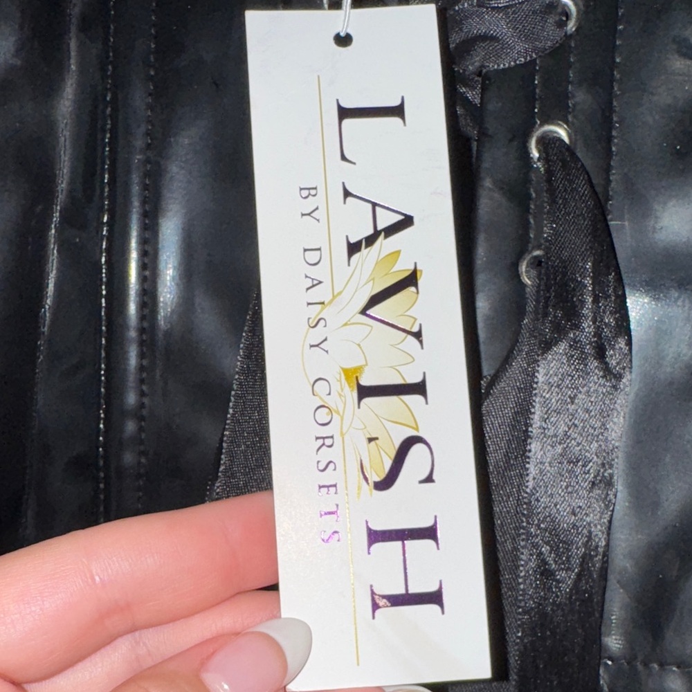 Black Faux Leather Corset Top - Picture 2 of 4